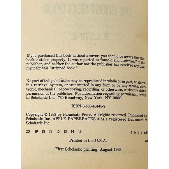 Goosebumps Ser. #10: The Ghost Next Door by R. L. Stine Paperback Book 1993 - Picture 3 of 7